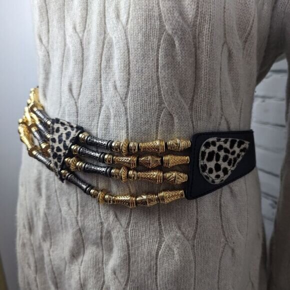 Leather Belt  Wester style Silver embellishment - Picture 2 of 5